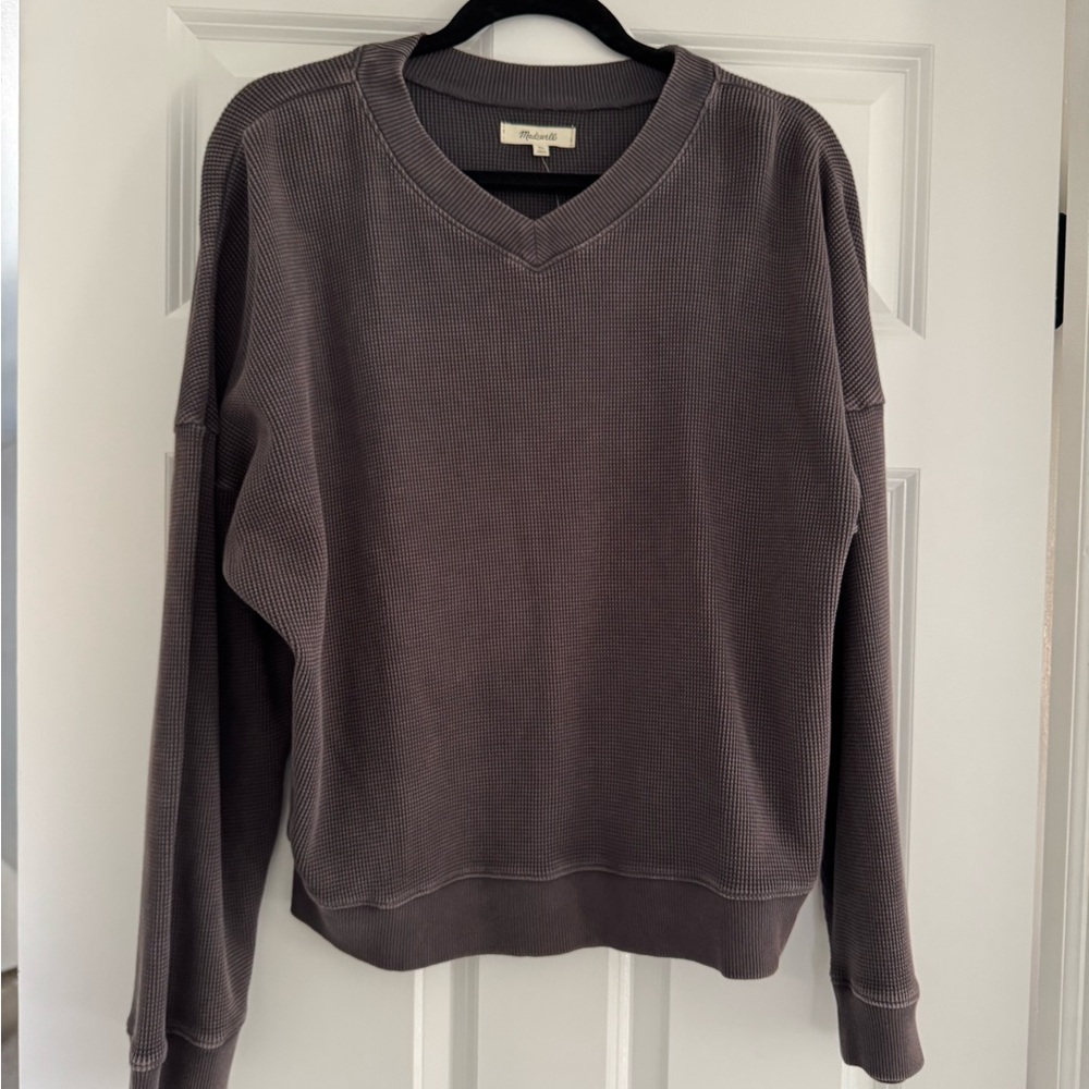 Madewell Waffle Knit Boxy Sweatshirt Tee